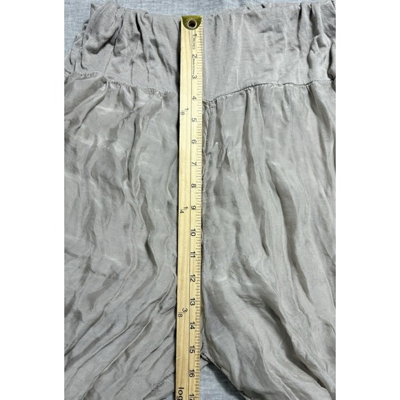 Scandal Italy Free Pant Made in Italy Tan Flowy Bohemian Silk Gypsy Fairy L - Picture 8 of 10